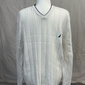 Nautica Men's V-Neck Sweater in White
